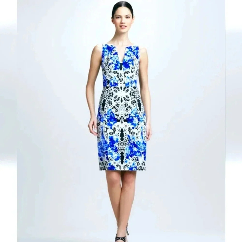 Nessa Printed Sheath Lagoon Dress